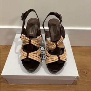 Steve Madden Tampaa Wedges in Brown Multi, size 8.5